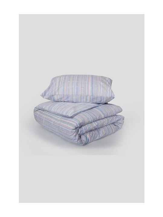 Naf Naf Set Bettbezug 165x245cm Einzel mit Kissenbezug Summit Denali Blau