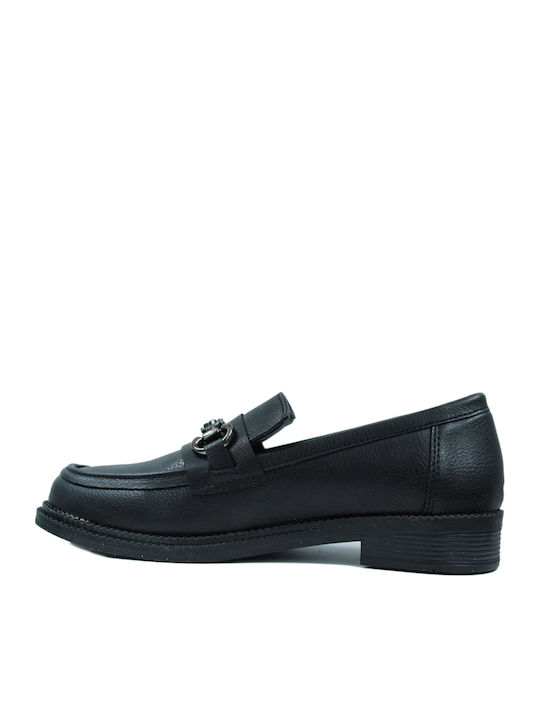 Leder Damen Mokassins in Schwarz Farbe