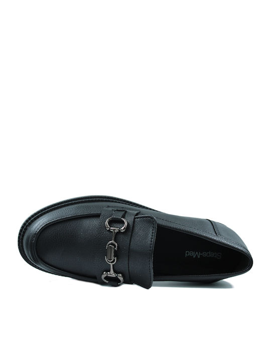 Leder Damen Mokassins in Schwarz Farbe