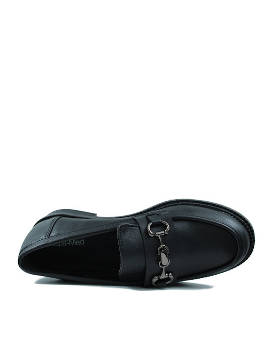 Leder Damen Mokassins in Schwarz Farbe