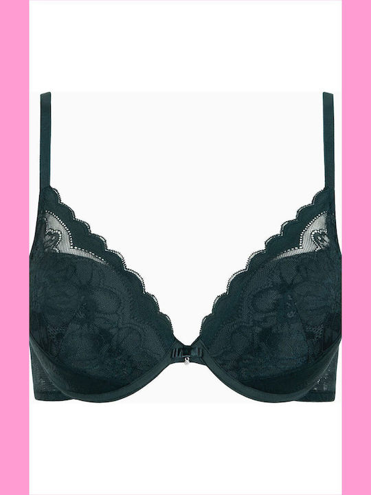 Evelyn Triangle Push Up Triangle Bra Underwire Green