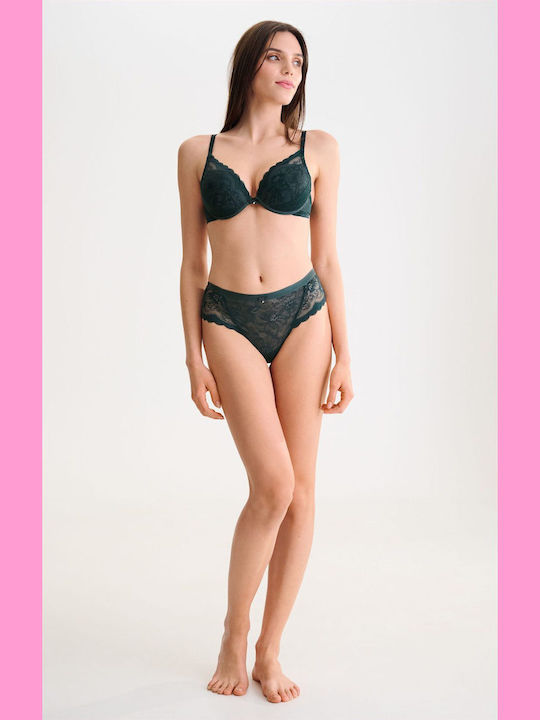 Evelyn Triangle Push Up Triangle Bra Underwire Green