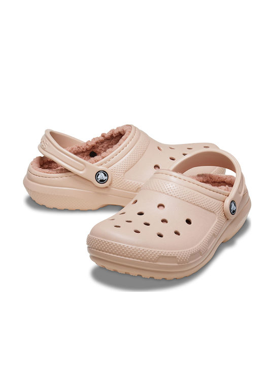 Crocs Classic Lined Woman Anatomic Clogs with Fur Pink