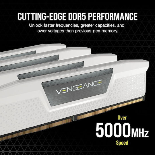 Corsair Vengeance White DDR5 32GB RAM with 2x16GB Modules and Speed 6400 for Desktop