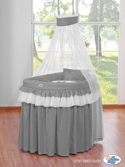 My Sweet Baby Wooden Moses Basket with Stand & Canopy Gray