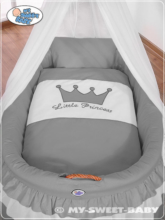My Sweet Baby Wooden Moses Basket with Stand & Canopy Gray