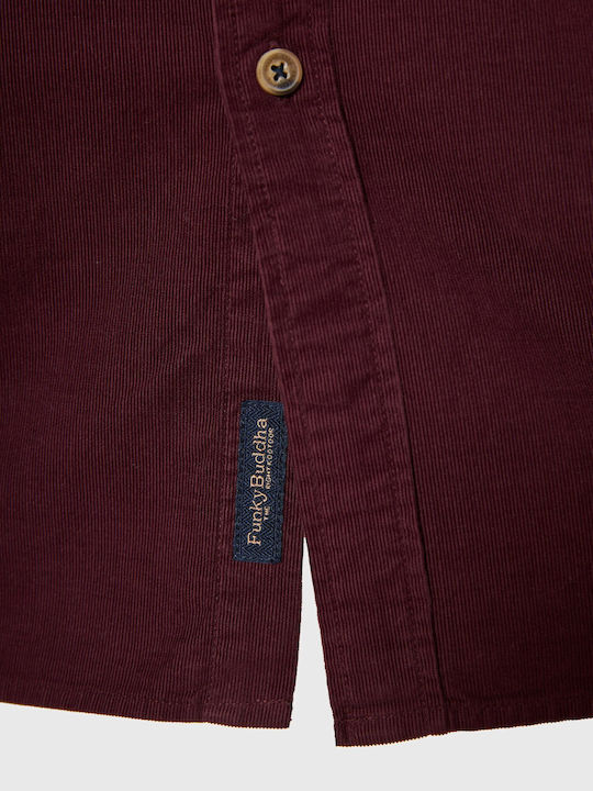 Long-sleeved Corduroy Shirt Burgundy