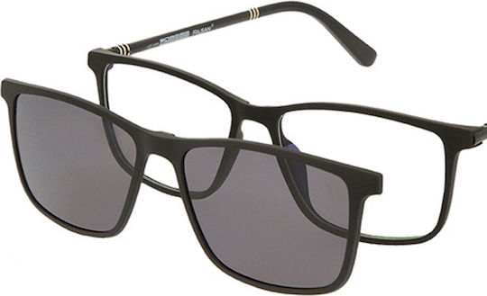 Ramă ochelari Solano Cl 90205a pentru bărbați cu prindere polarizată din plastic negru 55 mm