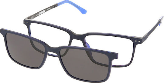 Solano Cl 90181d Men's Prescription Eyeglass Frame Polarized Clip-On Plastic Blue 55 Mm