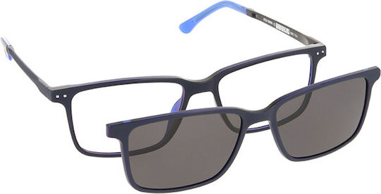 Solano Cl 90181d Men's Prescription Eyeglass Frame Polarized Clip-On Plastic Blue 55 Mm