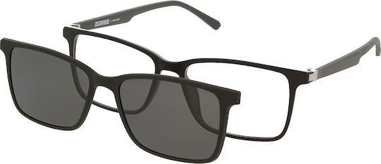 Solano Cl 90212b Men's Eyeglass Frame Polarized Clip-on Plastic Black 55 Mm