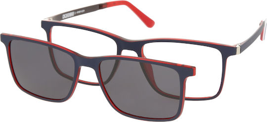 Ramă de ochelari pentru bărbați Solano Cl 90207c cu prindere polarizată din plastic albastru 54 mm