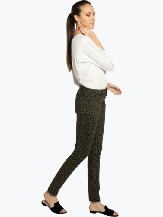 Blugi de damă cu croială skinny Verde