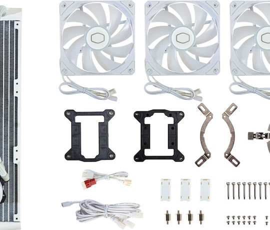 CoolerMaster MasterLiquid 360L Core CPU Water Cooling Triple Fan 120mm for Socket AM4/AM5/1700/1200/115x with ARGB Lighting White