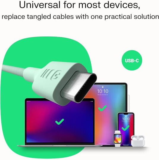 Green Cell Powerstream Braided USB 2.0 Cable USB-C male - USB-C 100W Green 1.2m
