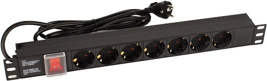 Tele Πολύπριζο Rack 1U με 7 Sockets Μαύρο