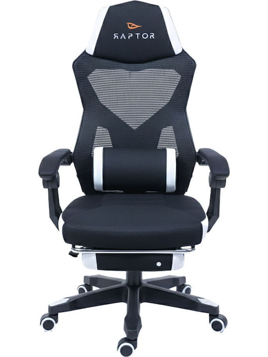 Raptor-Gaming Venom Scaun Gaming Din piele ecologică cu Suport pentru picioare Albă