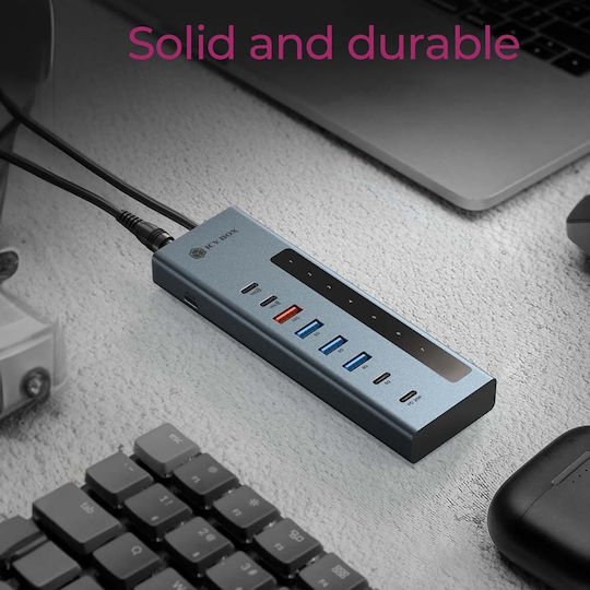 Icy Box Хъб 9 порта с връзка USB-A Сив