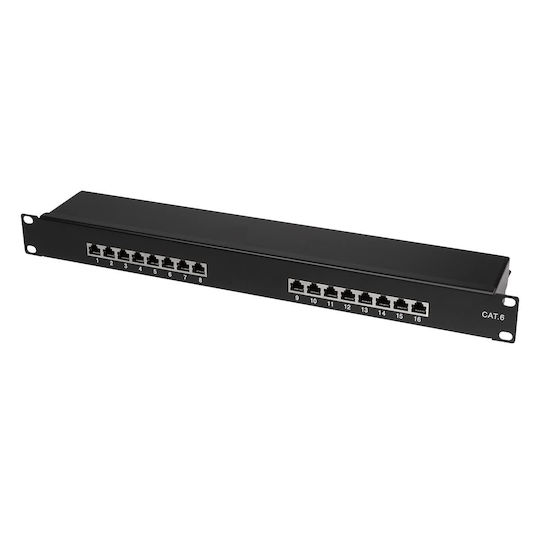 LogiLink Patch Panel für Rack 1U 19" 16 Ports Schwarz