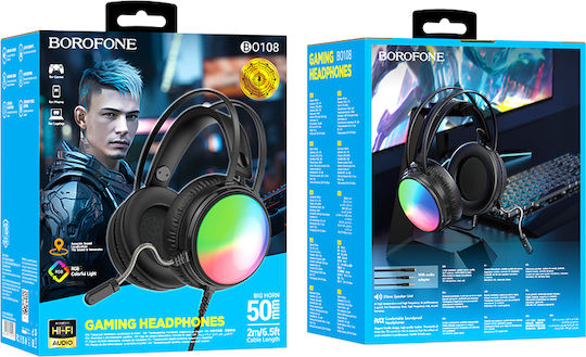 Borofone BO108 Flame Over Ear Gaming Headset με σύνδεση 3.5mm / USB