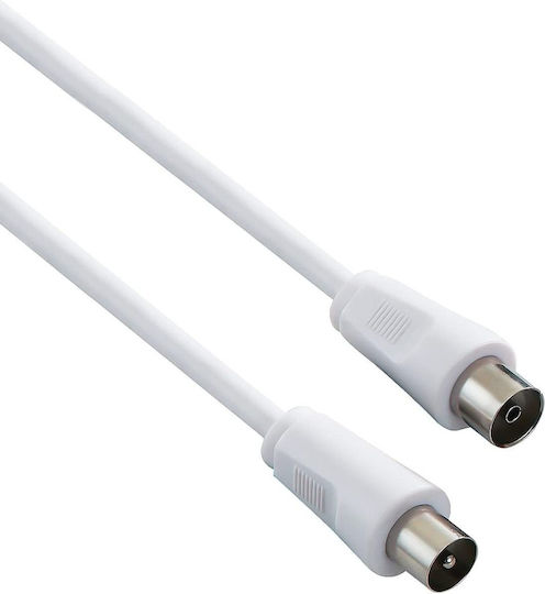 PremiumCord Cablu Antenă Coaxial de sex masculin - Coaxial de sex feminin Alb 5m