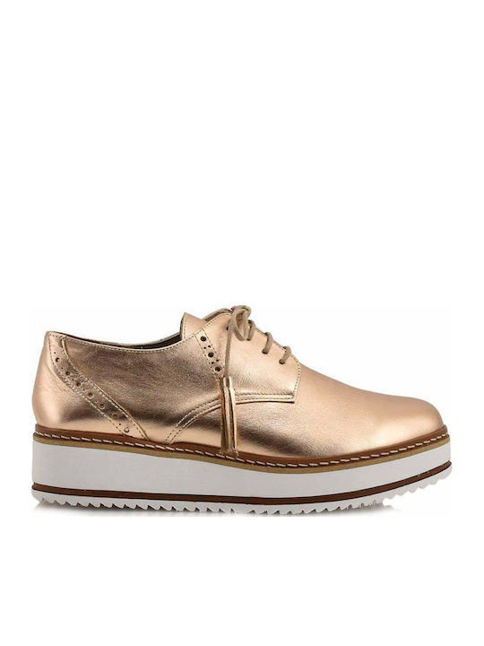 Δερμάτινα Γυναικεία Oxfords σε Ροζ Χρώμα