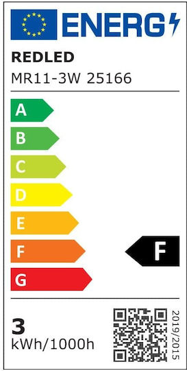Redled Λάμπα LED 3W για Ντουί G4 και Σχήμα MR11 Θερμό Λευκό