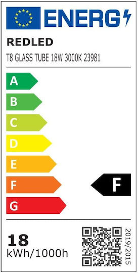 Redled Λάμπα LED 18W Τύπου Φθορίου 120εκ. για Ντουί G13 και Σχήμα T8 Θερμό Λευκό 1600lm