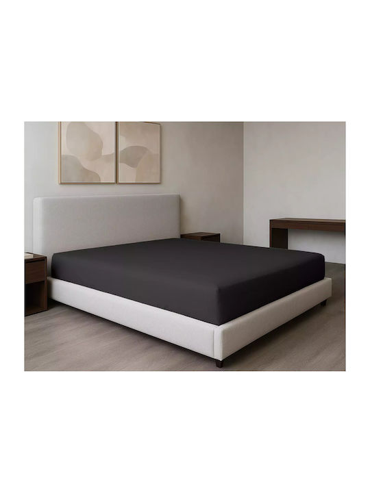 Family Enterprise Sheet King Size with Elastic 180x200+35cm. Black