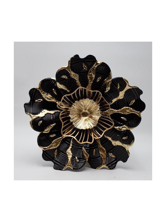 Wall Decor Flower Black Made of Metal 38.1x7x38.1cm