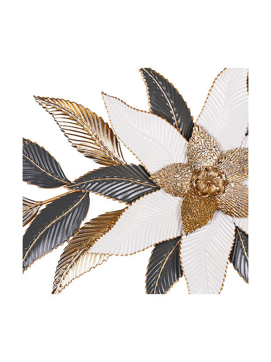 Wall Decor Flower Grey Made of Metal 133.4x6.4x66.7cm
