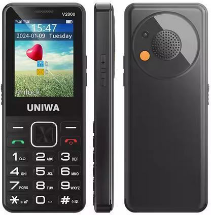 Uniwa V2000 Dual SIM Mobile with Large Buttons Black