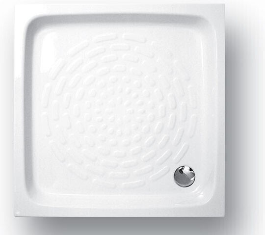 Gloria Square Porcelain Shower White Ideale 80x80x10cm