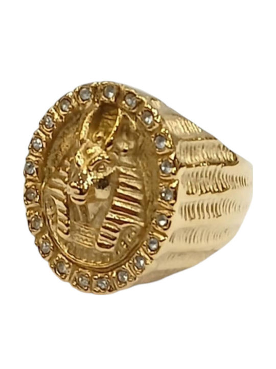 Kalliopi Silber Herren Stahl Vergoldetes Ring