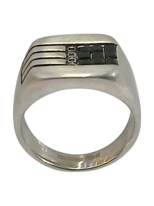 Kalliopi Silver Ring with Zircon made of Steel