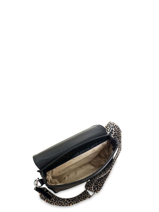 Damentasche Crossbody Baguette Glossy Schwarz