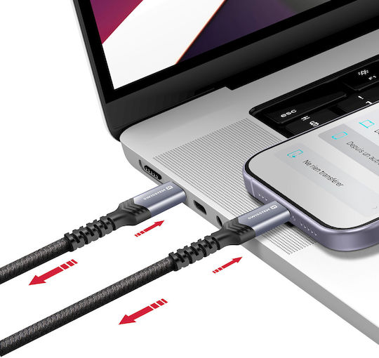 Swissten 5a 2-in-1 Usb-c Charging Sync Cable 100w 1.5m Black