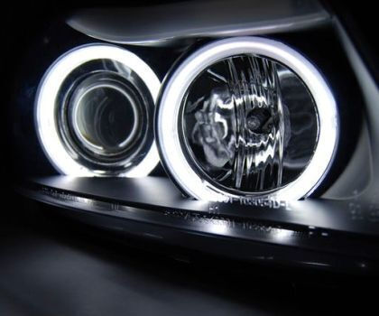Car Bulbs Front Angel Eyes Bmw E90 2005-2008 Ccfl Black Bulbs H1 Set 2 Pieces Sonar