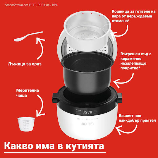 Instant Pot Μαγειρεύτρια Ρυζιού 20 140500301 860w 5 L 8 Προγράμματα Carbreduce
