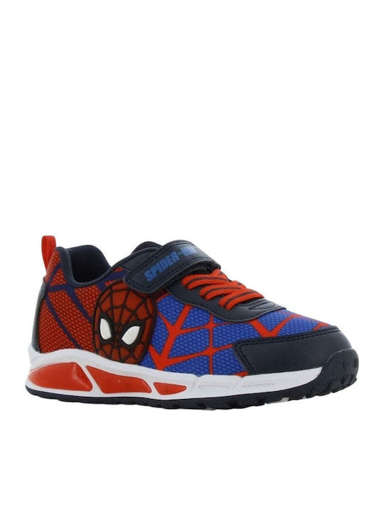 Παιδικά Sneakers Ανατομικά με Σκρατς & Φωτάκια Μπλε
