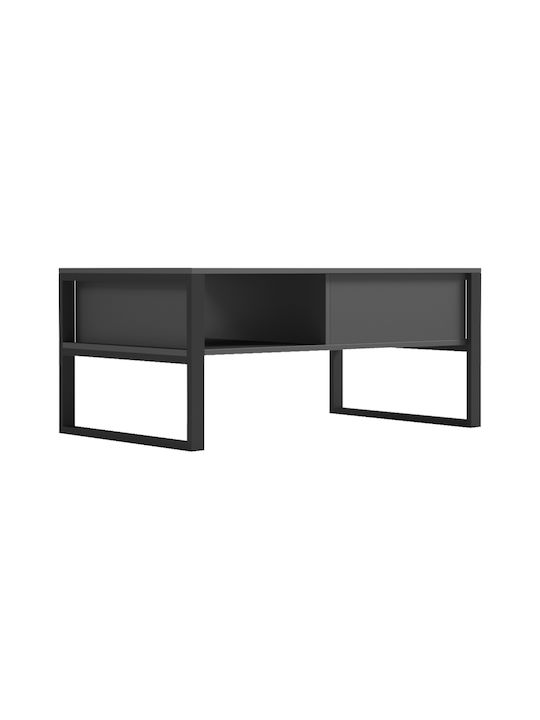 Rectangular Central Coffee Table Bendon made of Solid Wood Anthracite-Black Colour M100xL60xH44.5cm