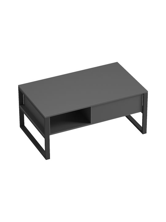 Rectangular Central Coffee Table Bendon made of Solid Wood Anthracite-Black Colour M100xL60xH44.5cm