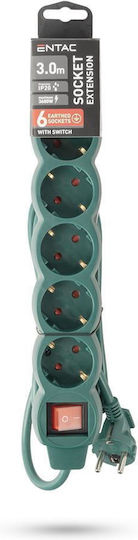 Entac Power Strip with Surge Protection 6 Positions with Switch and Cable 3m Green