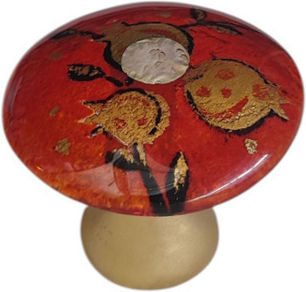 Glas Pilz Mit Metallischer Basis Rot-Gold 6,5cm ''kallisti''