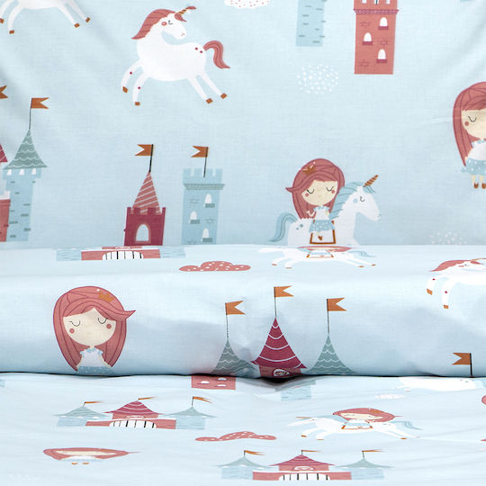 Lino Home Σετ Σεντόνια Ημίδιπλα Βαμβακερά Cloud Kingdom Mint 170x260cm 3τμχ