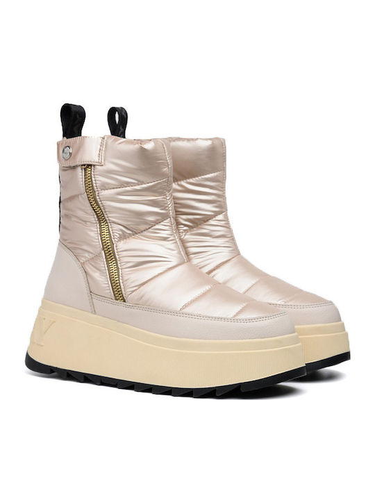 Medium Heel Snow Boots with Zipper Vixxi Pink