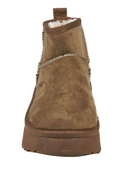 Women's Ankle Boots with Fur Oil Green