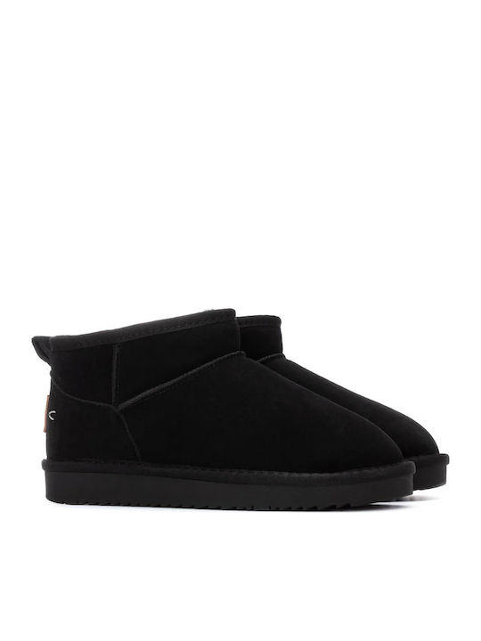 Leder Stiefeletten Damen Schwarz