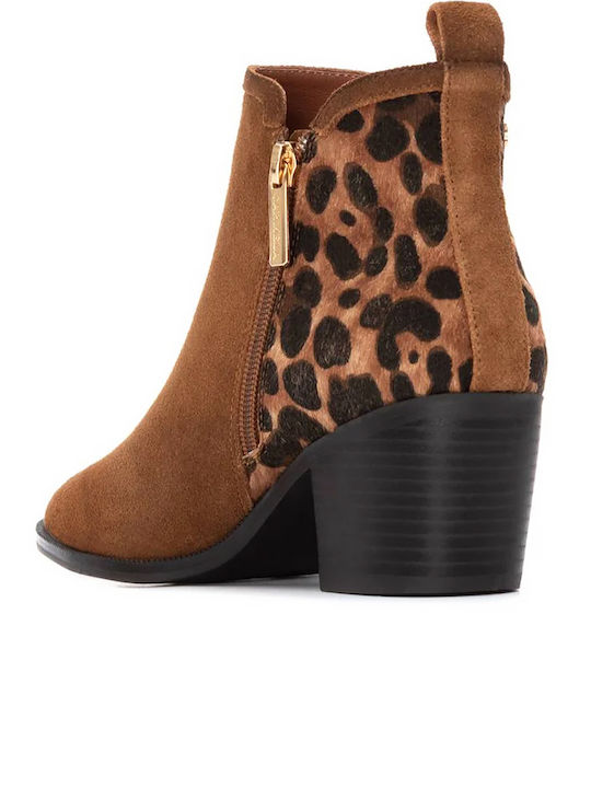 Leder Stiefeletten Damen Tabac Braun