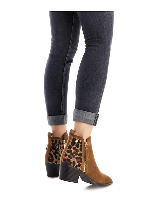 Leder Stiefeletten Damen Tabac Braun